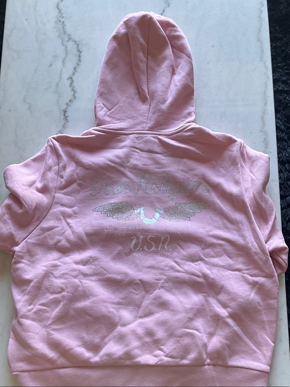 Women’s True Religion Pink Hooded Zip Sweatshirt & Joggers Set - Picture 4 of 11